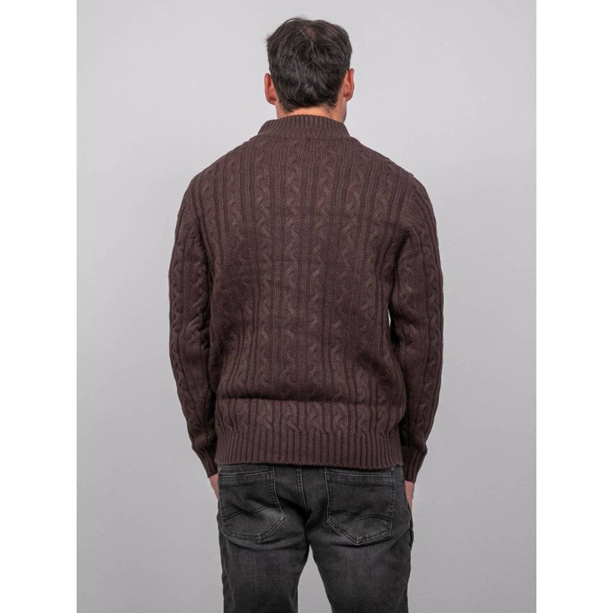 Pull Torsadé Col Montant Lagow marron, RITCHIE