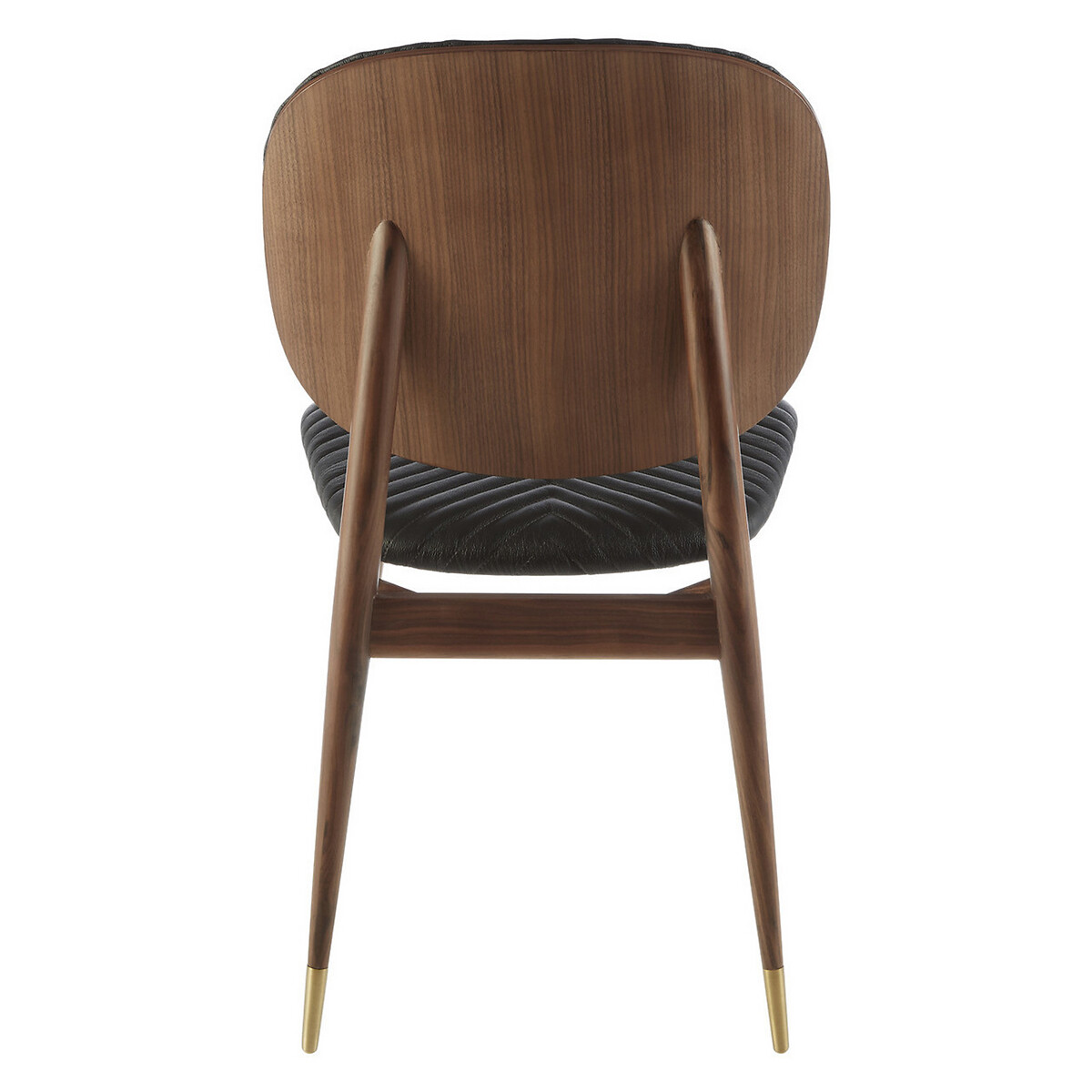 Gene Mid-Century Leather and Walnut Dining Chair black, SO'HOME