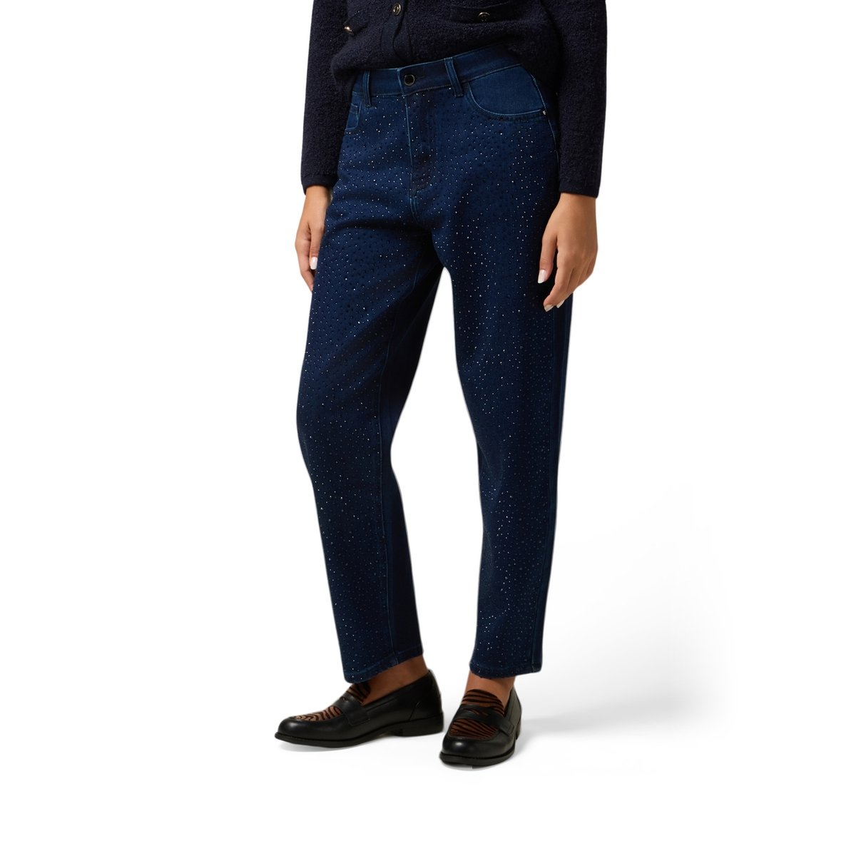 Jean regular avec cristaux bleu, OLTRE