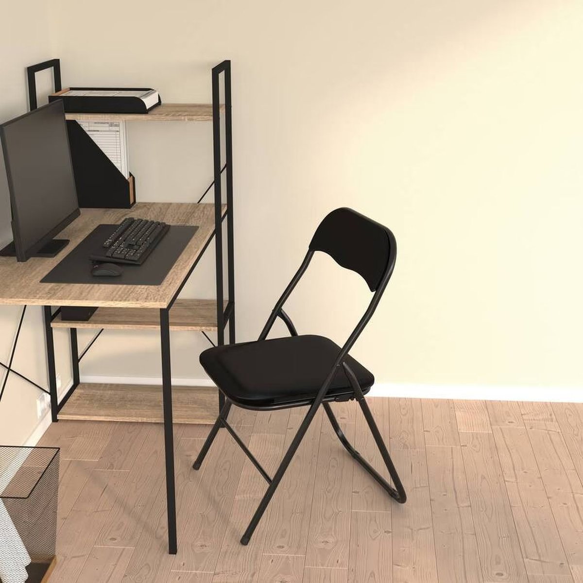 Lot de 6 chaises pliantes en PVC noir, TOILINUX