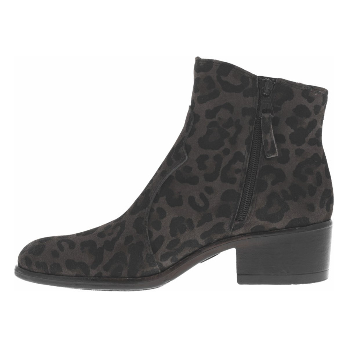 Boots en cuir léopard avec semelle à talon décroché moyen et à zip léopard, MJUS