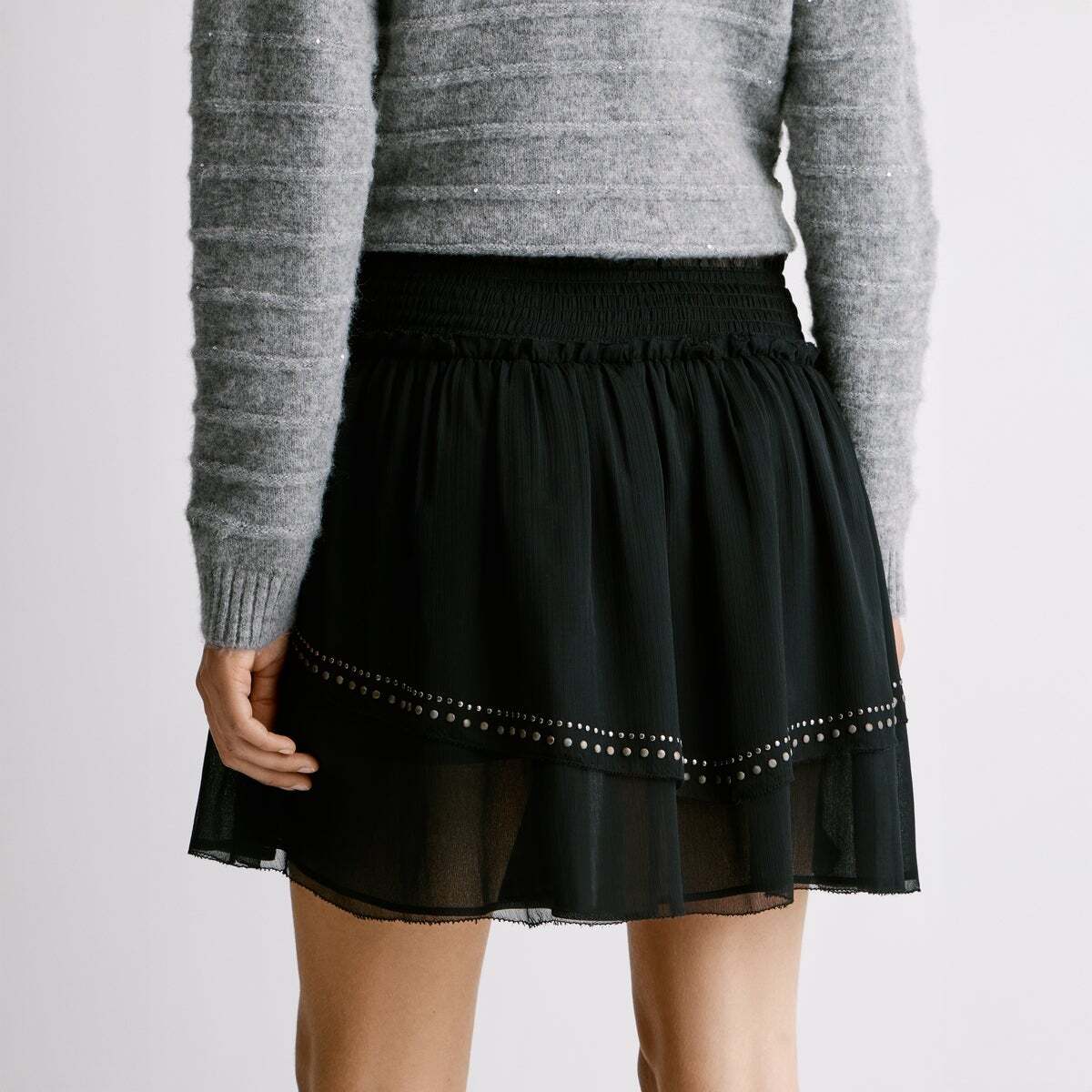 Jupe Courte En Chiffon noir, PEPE JEANS