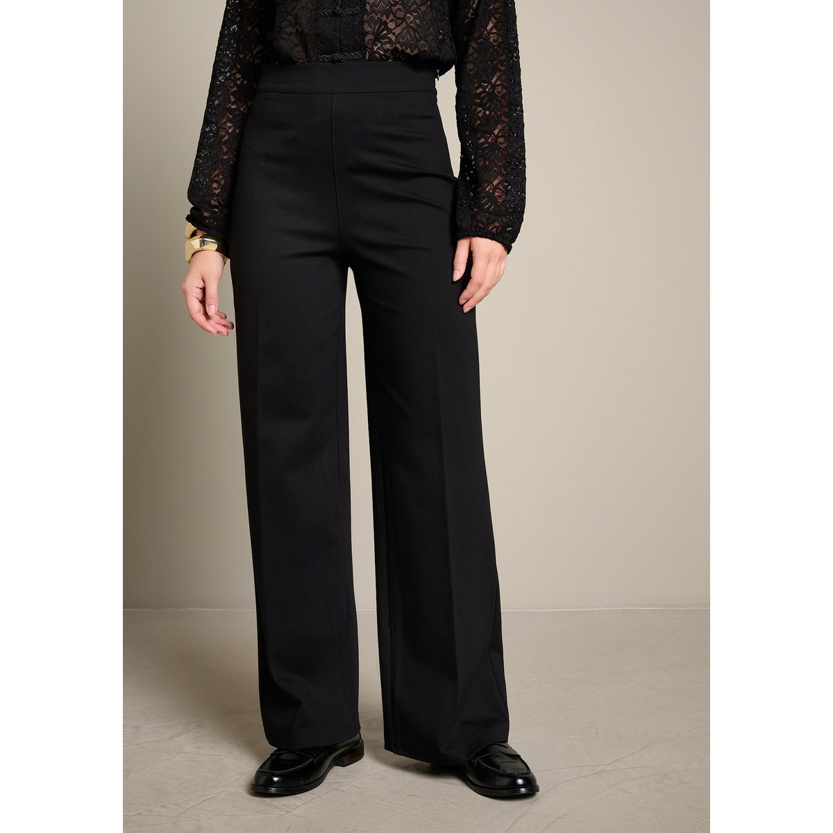 Pantalon large zippé côté noir, LOLALIZA