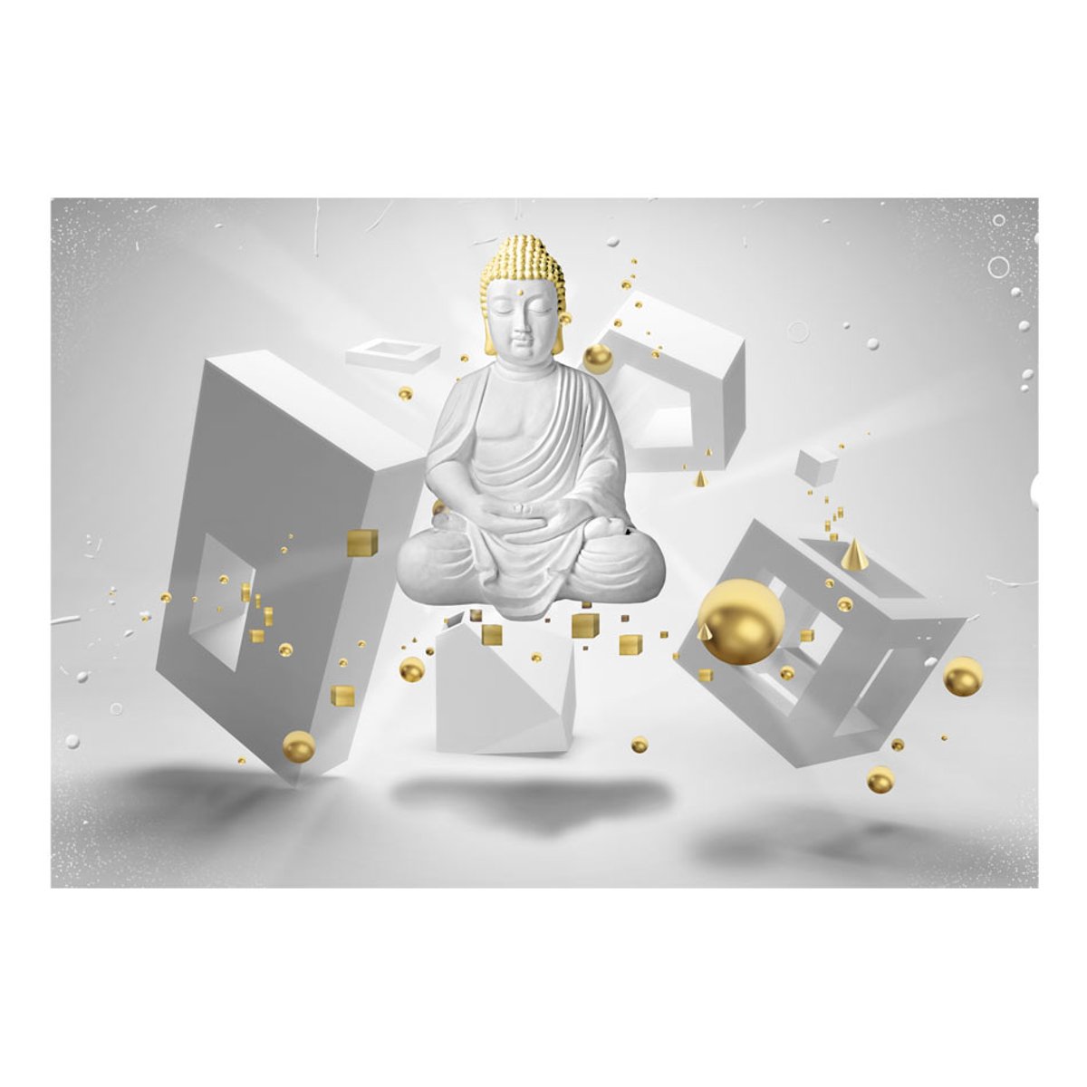Papier peint intissé panoramique Orient Geometric meditation gris / argent, EDEN