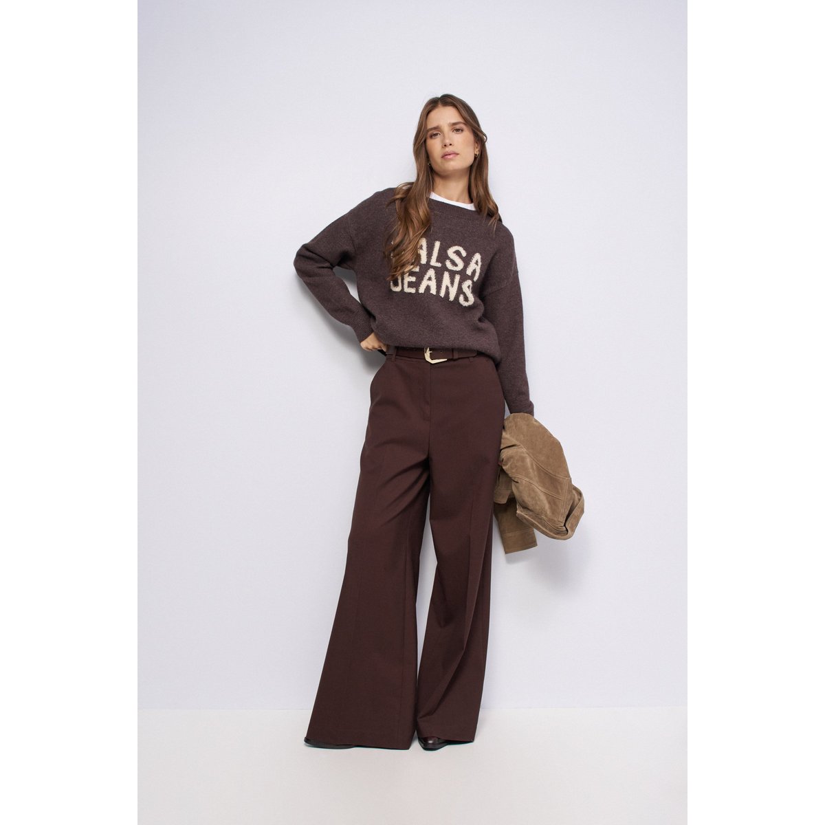 PULL EN MAILLE AVEC BRANDING rouge, SALSA JEANS