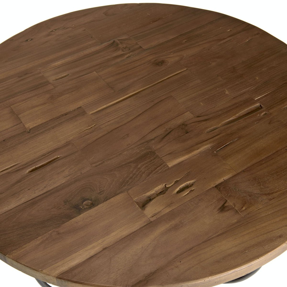 Table basse ronde double plateau teck/métal SWING noir, PIER IMPORT