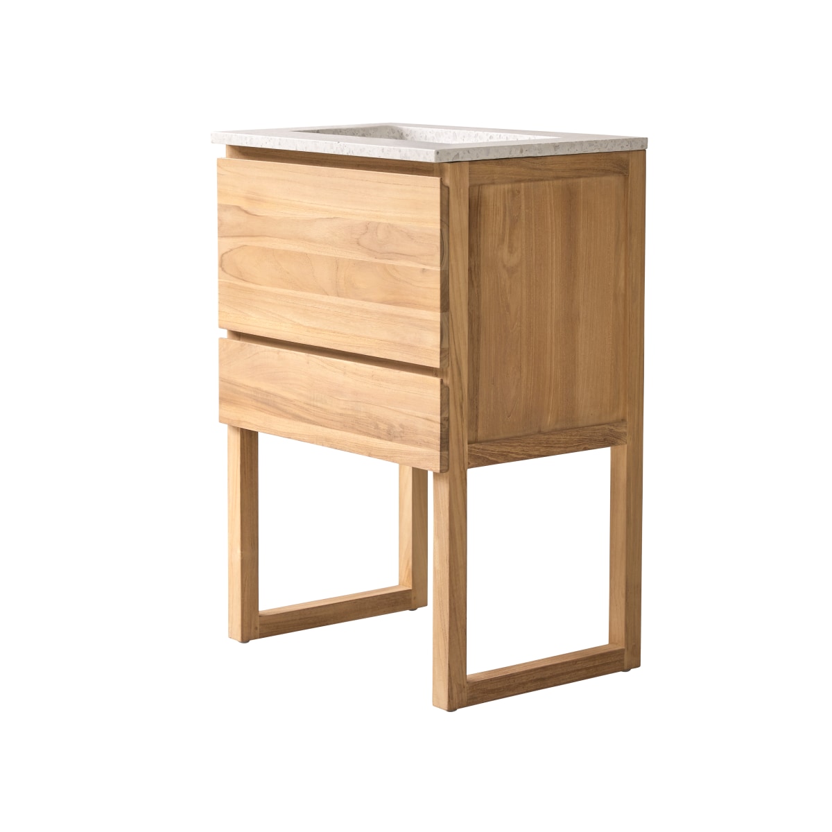 Meuble Salle De Bain en Teck massif, EDGAR marron clair, TIKAMOON