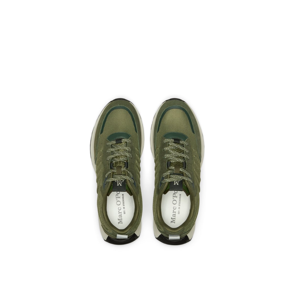 Sneaker modèle Maxi en mélange de cuir velours et de nylon gris foncé, MARC O'POLO