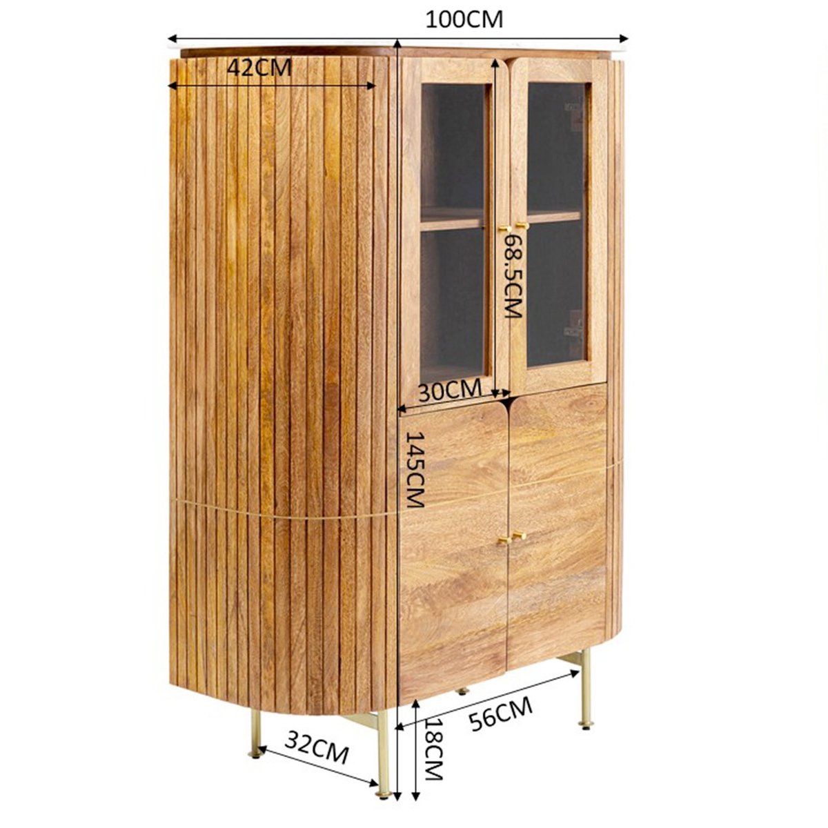 Vitrine en manguier et marbre, GRACE bois, KARE DESIGN