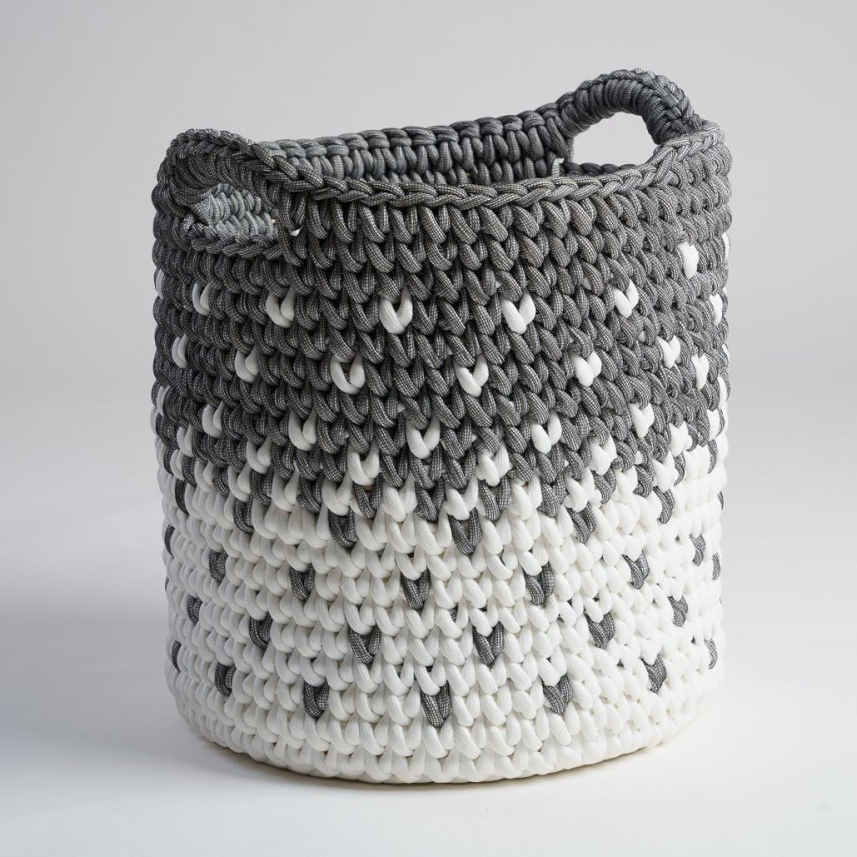 Panier en corde gris et blanc M ELLY gris, WANDA COLLECTION