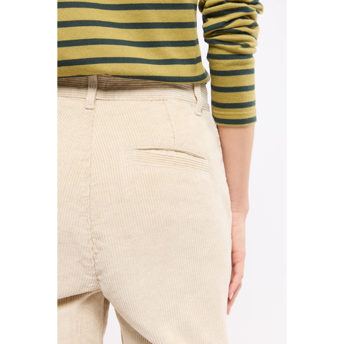 Pantalon large velours côtelé - coton et lin beige chiné, ARMOR-LUX