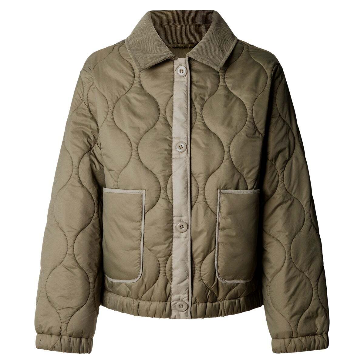 Veste Matelassée À Col En Velours Côtelé vert kaki, PEPE JEANS
