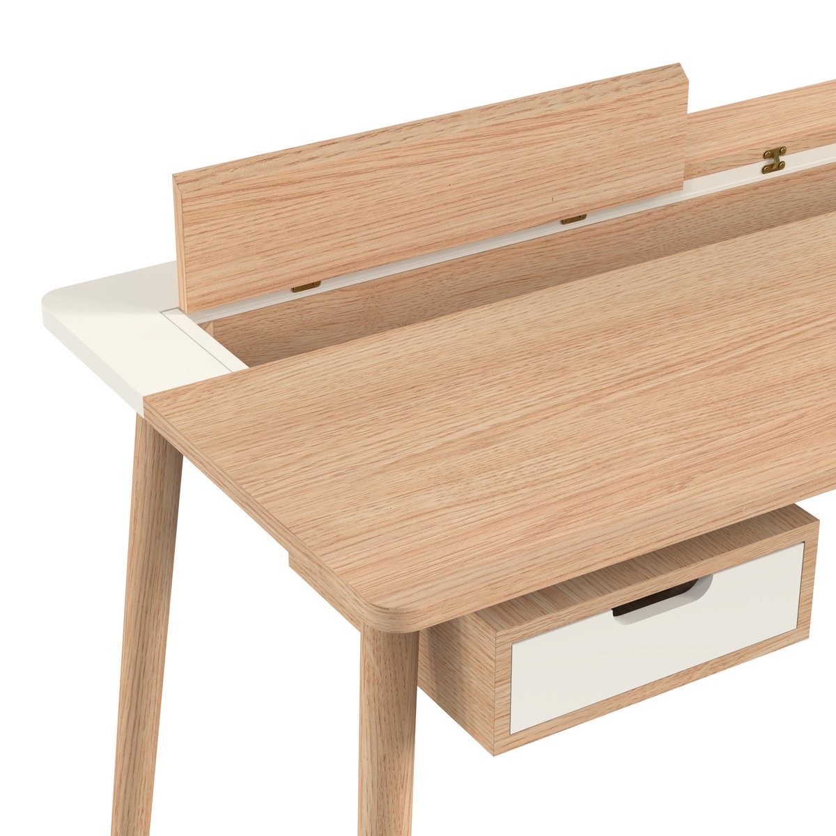 Bureau en chêne avec tiroir et pupitre, HONORÉ blanc, HARTO