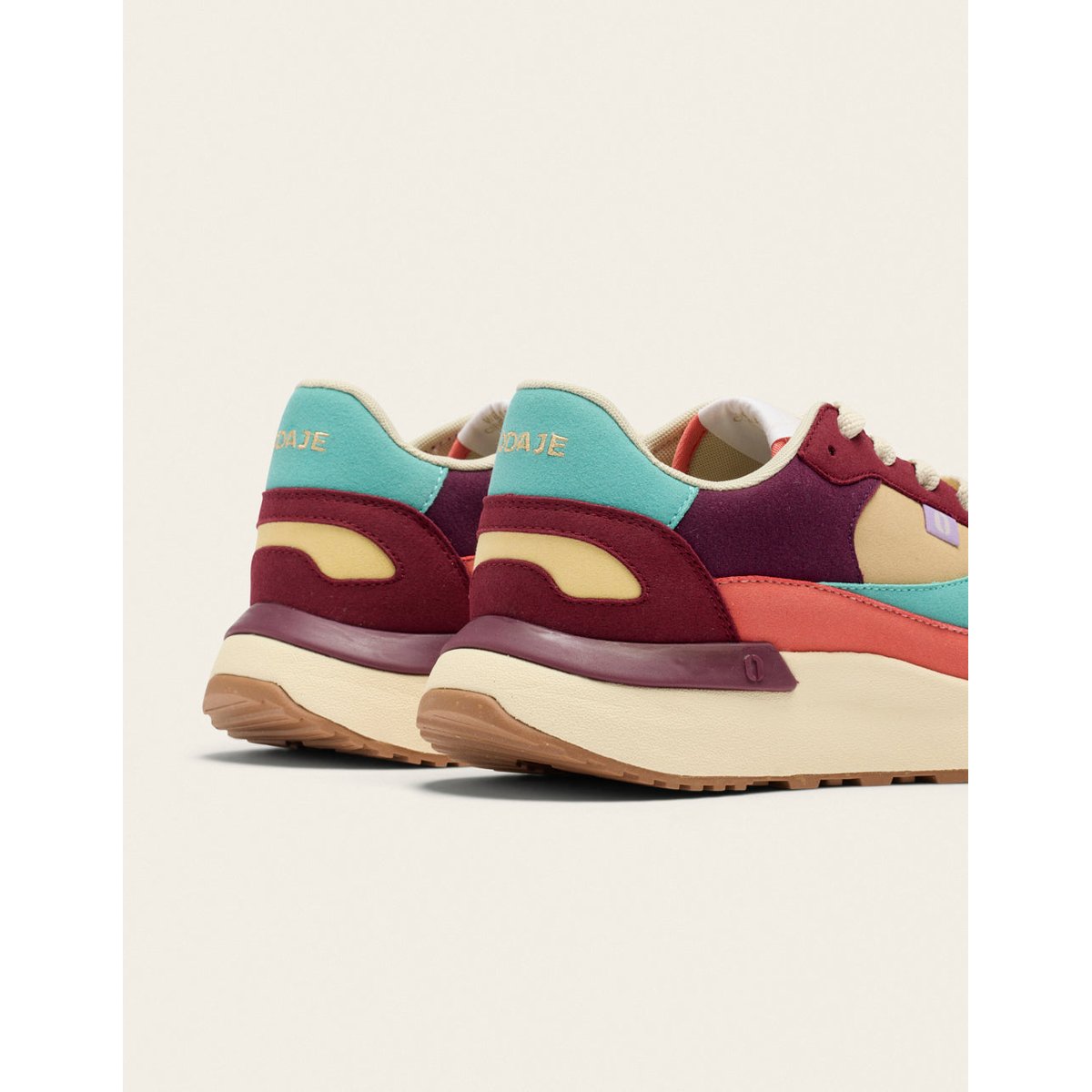 Baskets basses ANAELLE bordeaux prune beige, ODAJE