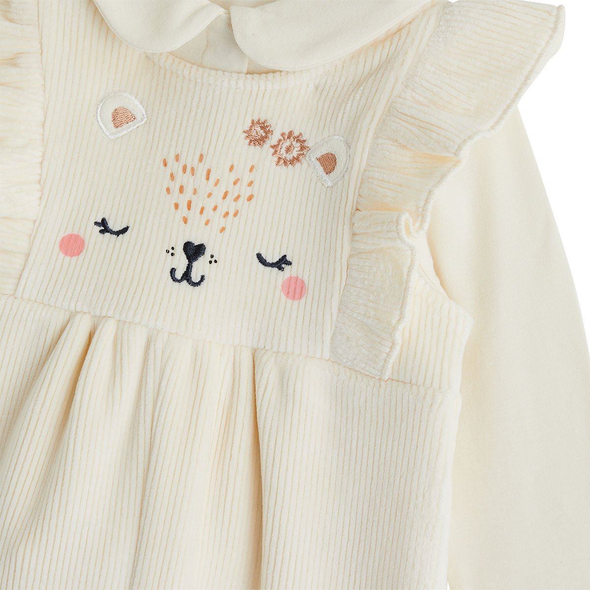 Ensemble salopette bébé en velours et t-shirt Neige ecru, PETIT BEGUIN