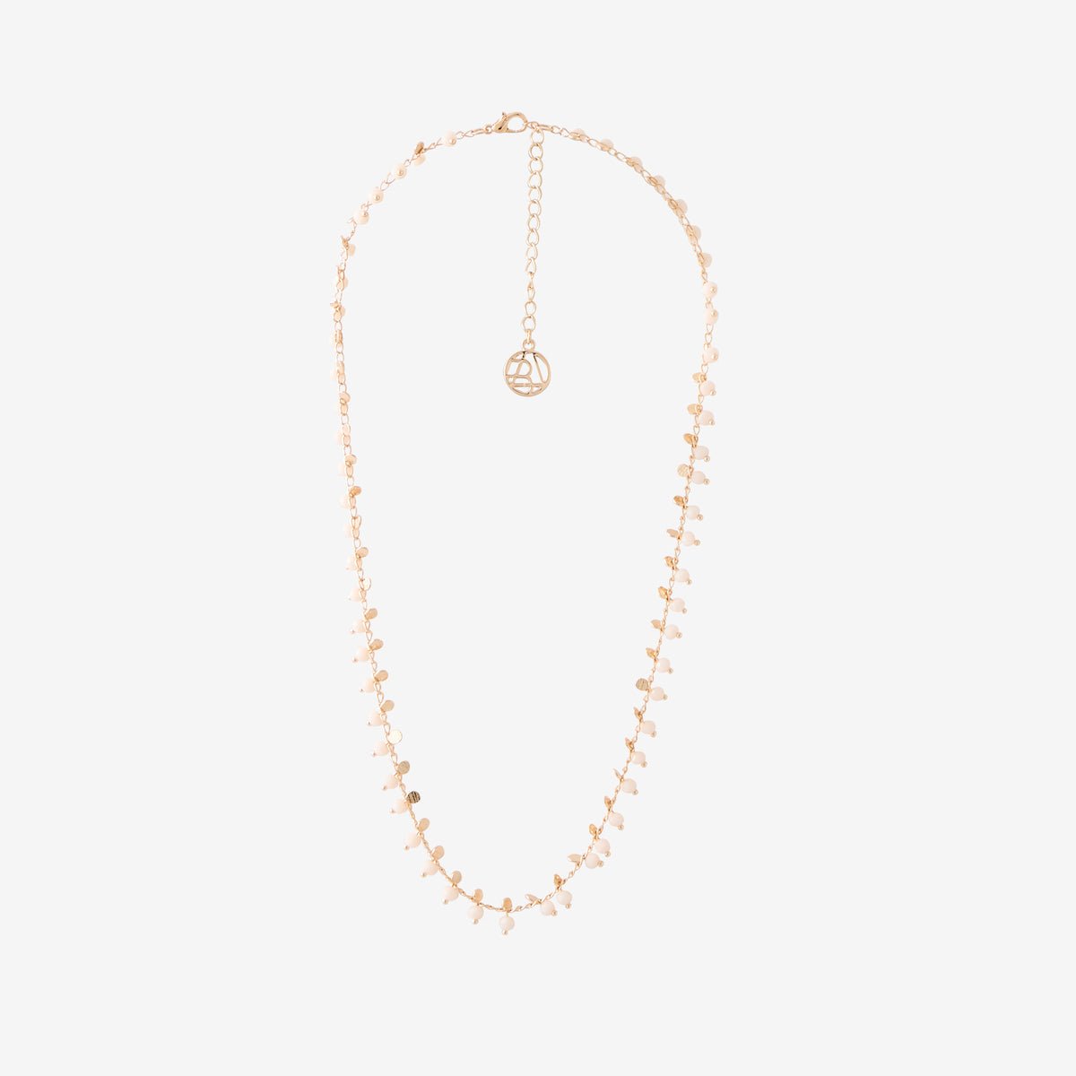Collier pierres facettées et mini disques ivoire ivoire, BALABOOSTE