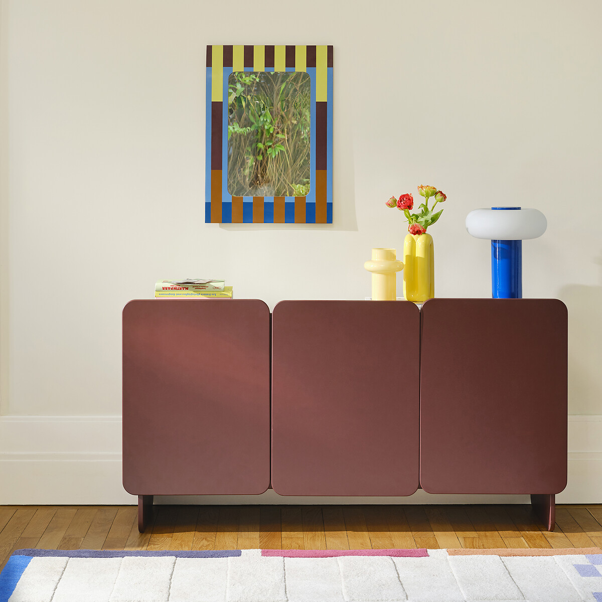 Tafellamp in ijzer en opaline H36,6 cm, Omer blauw, LA REDOUTE INTERIEURS