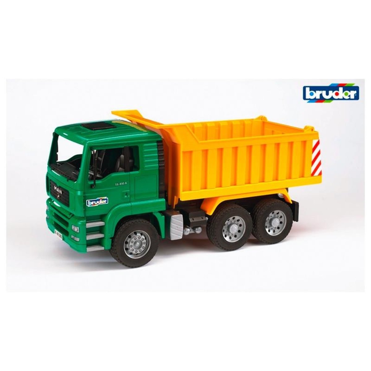 Camion MAN TGA avec benne basculante jaune et vert, BRUDER