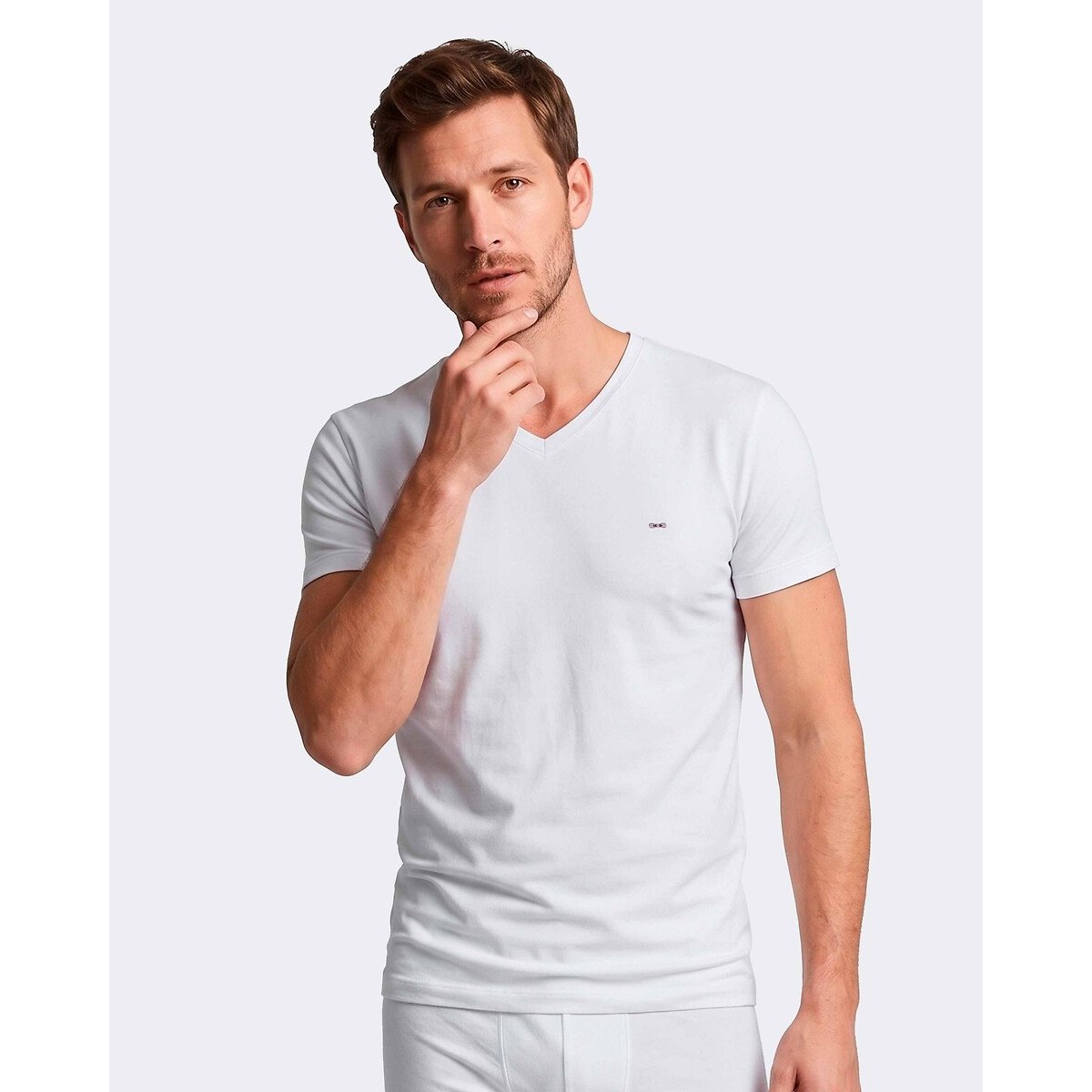 Set van 2 effen T-shirts met korte mouwen wit, EDEN PARK