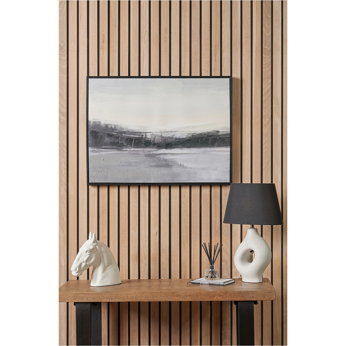 80 x 60cm Monochrome Landscape Canvas with Black Frame black/white, ÉDITÉ