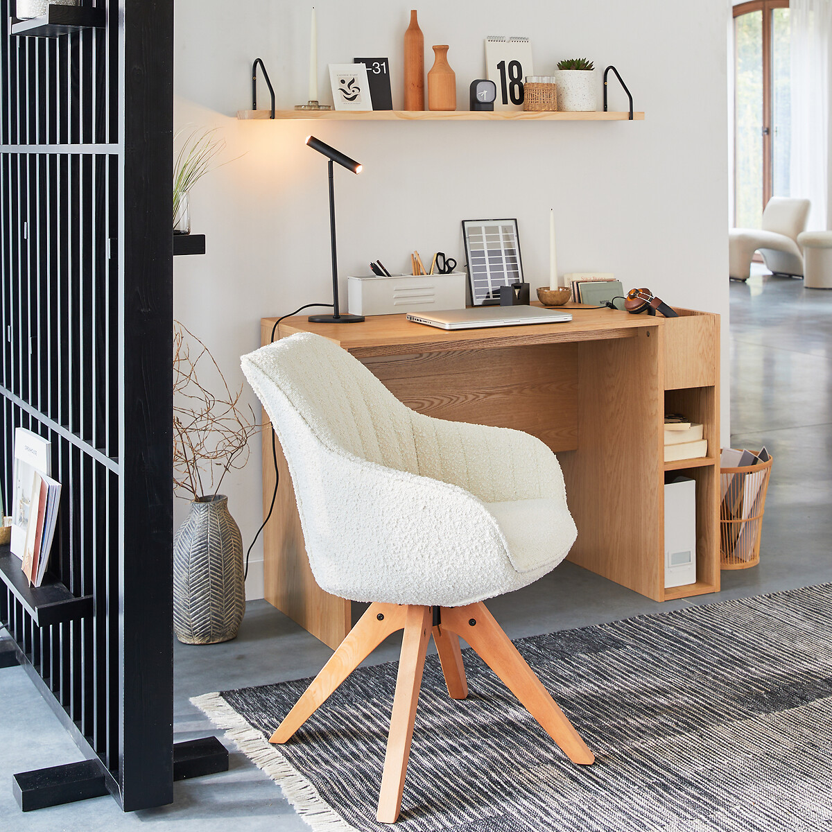Fauteuil de bureau bouclette, Jimeo ecru, LA REDOUTE INTERIEURS