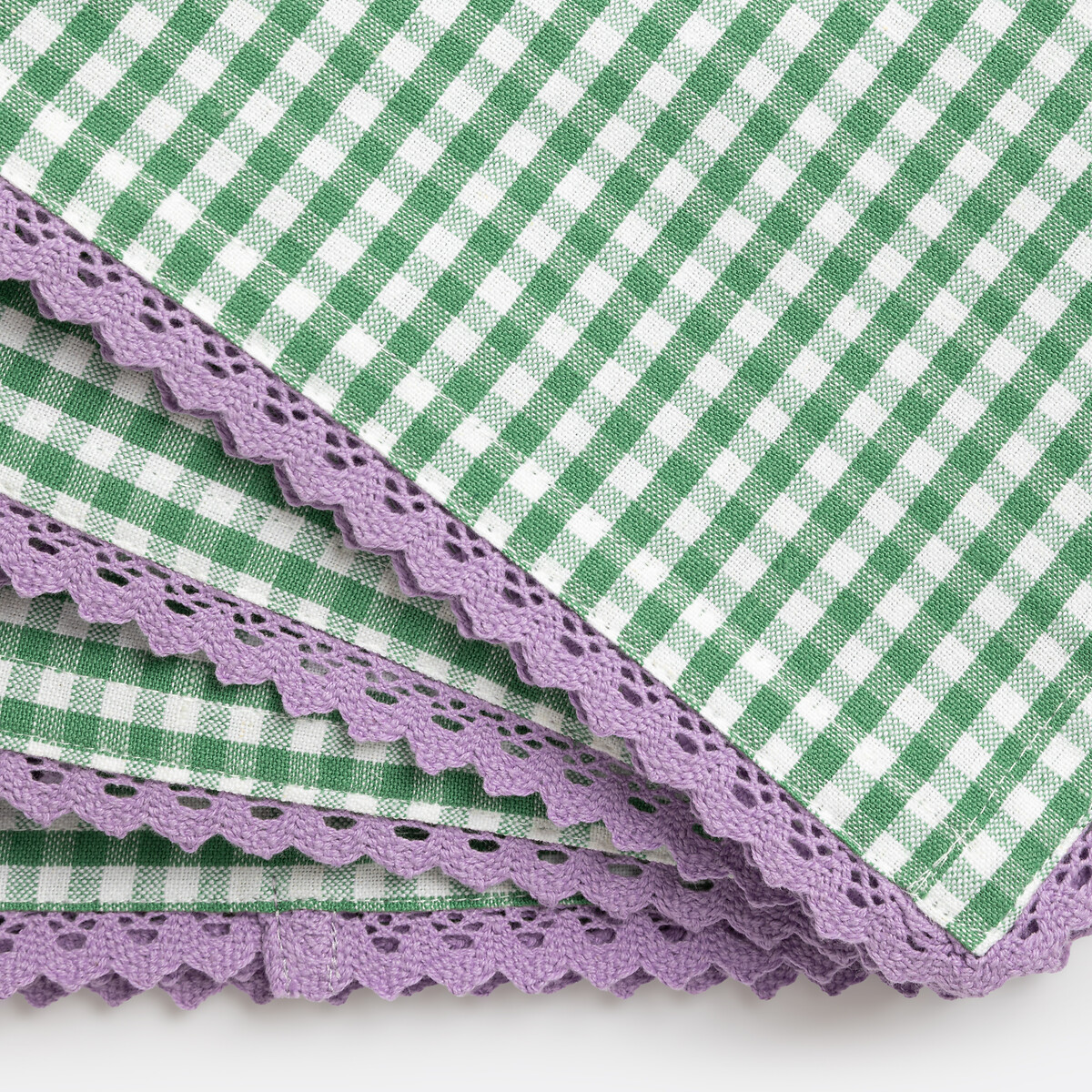 Lot de 4 serviettes de table coton/lin Trattoria vert/blanc, LA REDOUTE INTERIEURS