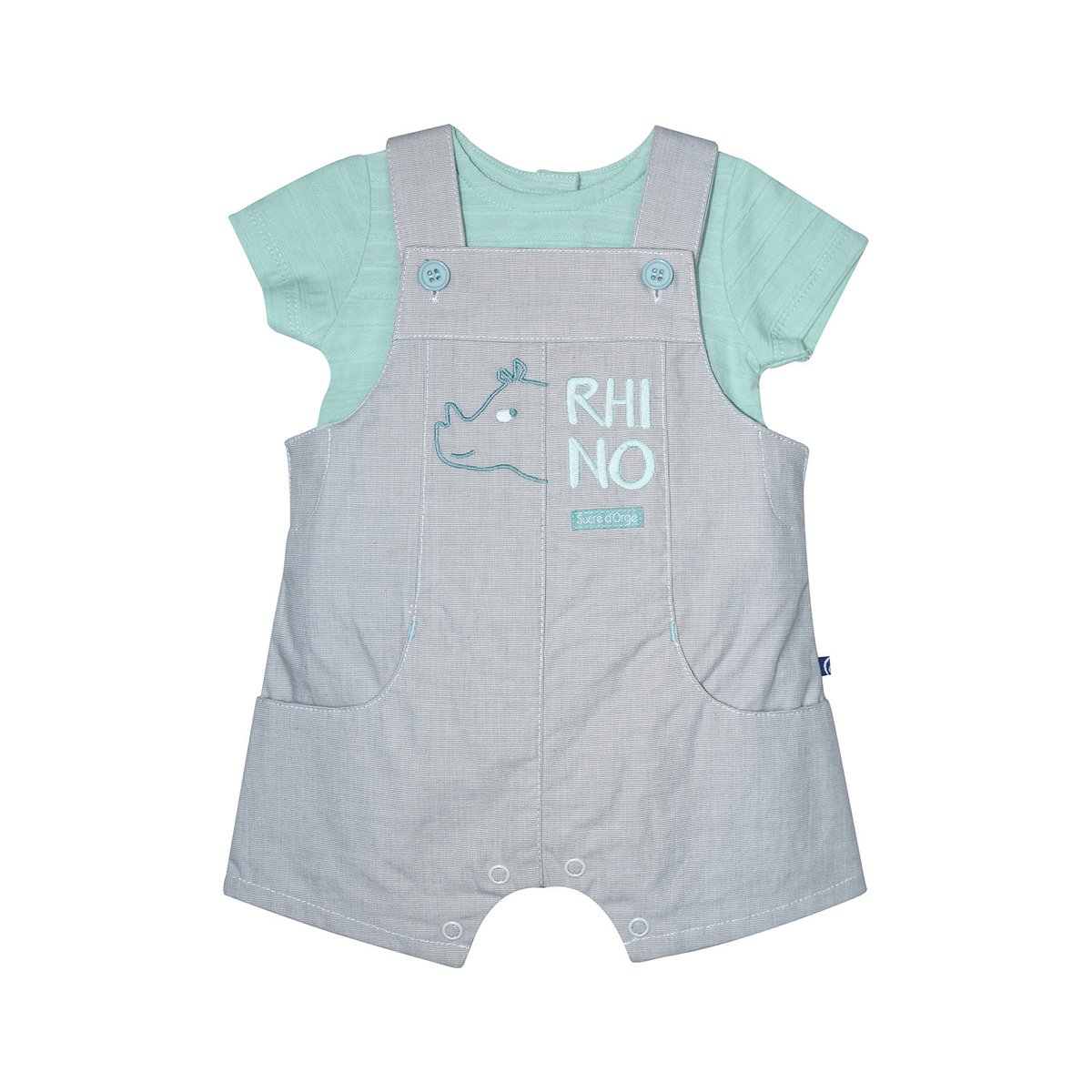 Ensemble court t-shirt et salopette ronaldo gris, SUCRE D'ORGE