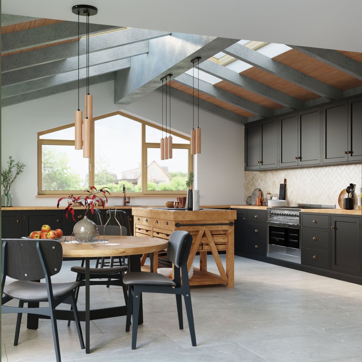 Suspension Bois Bois Naturel GU10 3 Lino Line marron, EDEN