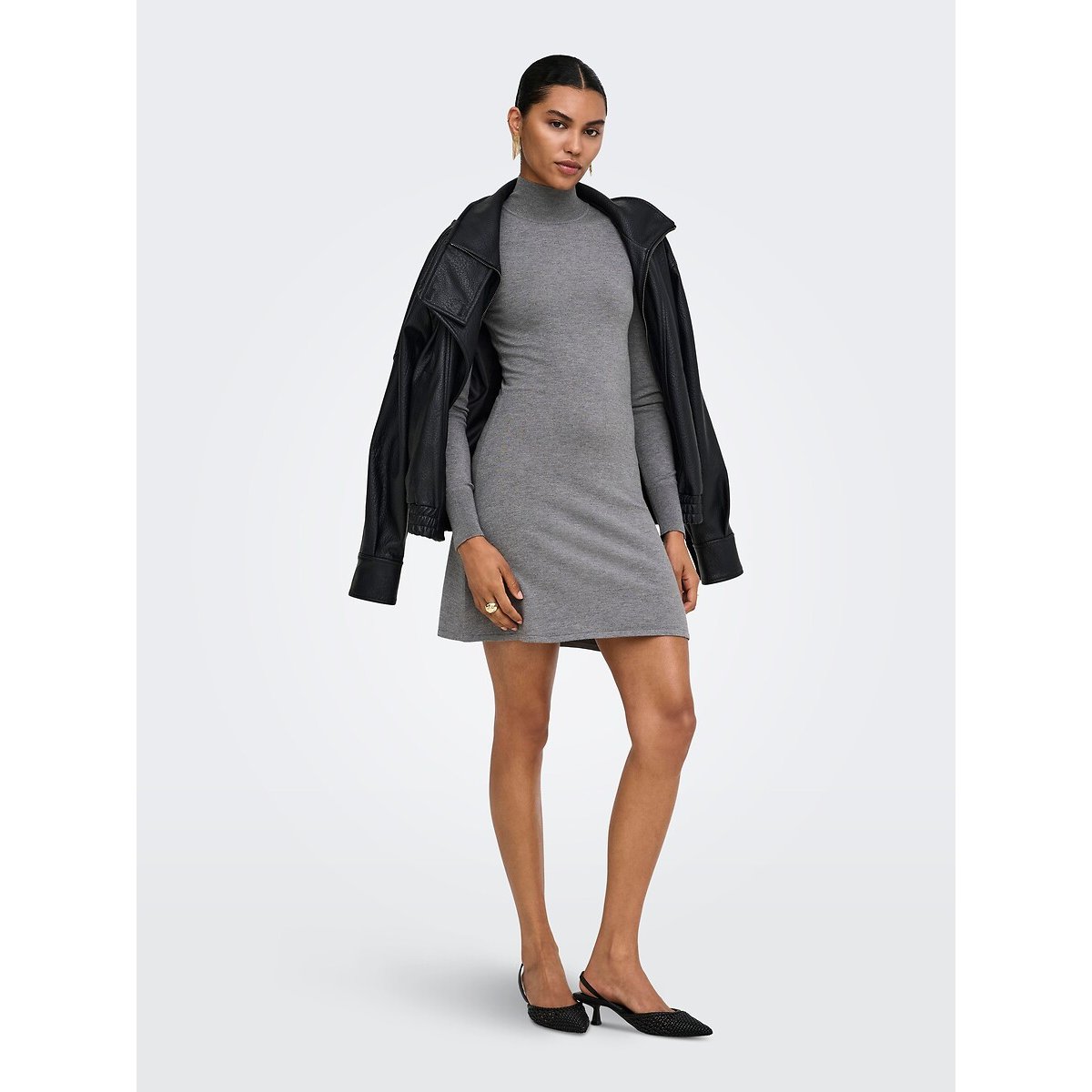 High Neck Full Dress dark grey, ONLY