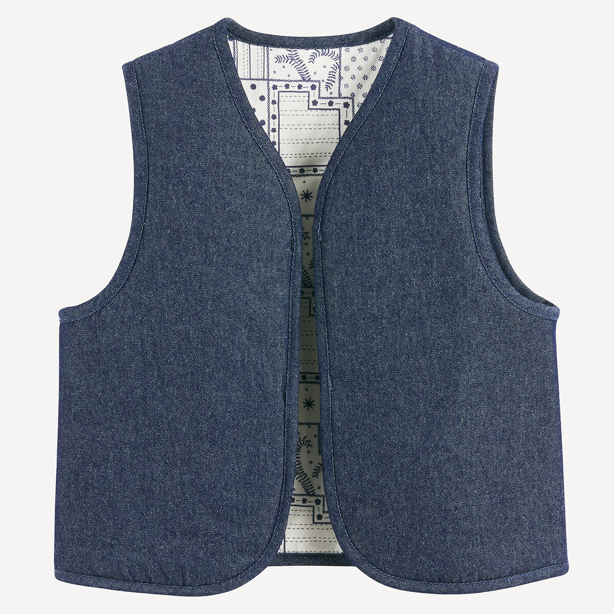 Sleeveless Reversible Cardigan in Denim untreated, LA REDOUTE COLLECTIONS