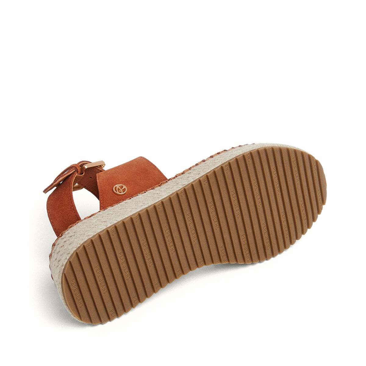 Sandales Compensées En Daim orange rouille, PEPE JEANS