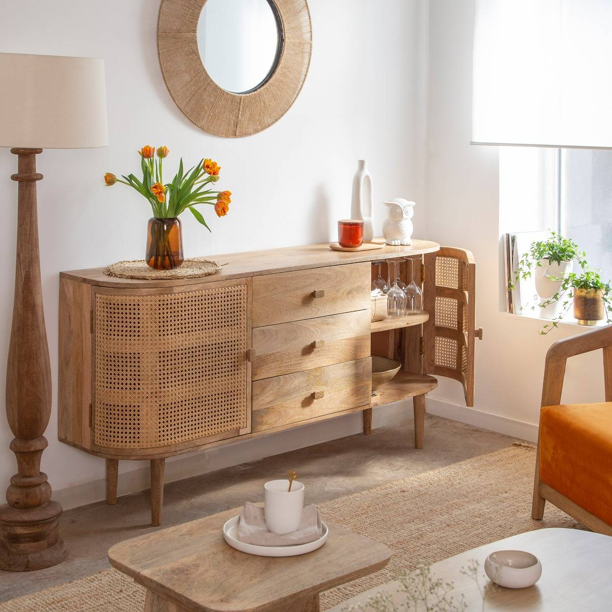 Buffet en bois de manguier PALMA bois clair, MADE IN MEUBLES