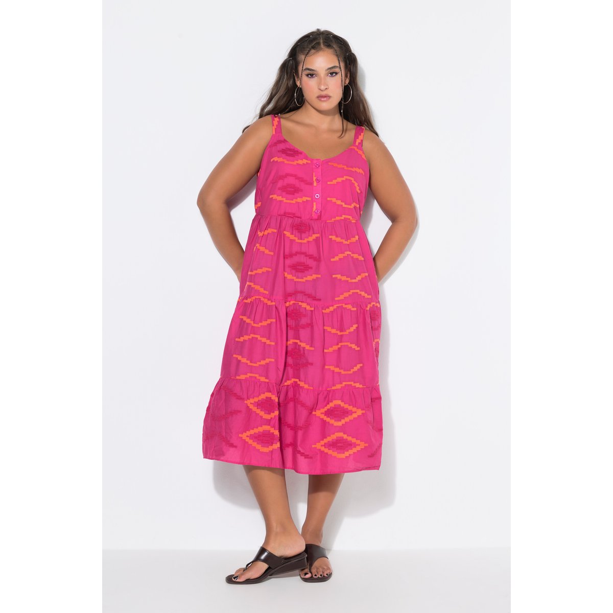 Robe midi à volants rose vif, STUDIO UNTOLD