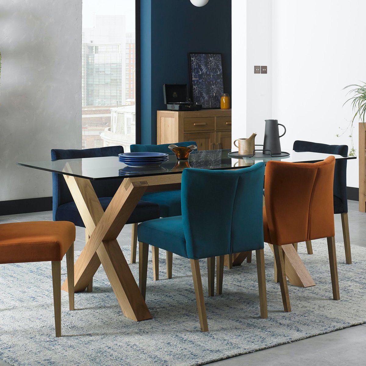 Table de salle à manger en bois plateau verre style contemporain ALTA bois naturel, PIER IMPORT