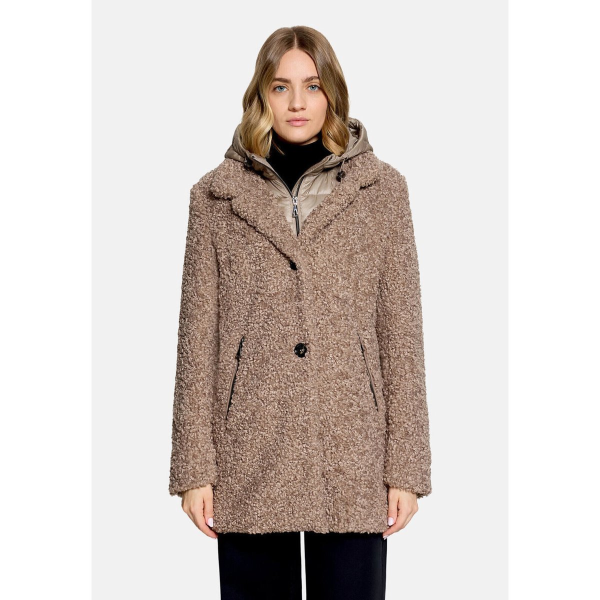 Veste en peluche avec partie veste sans manches amovible marron, AMBER & JUNE