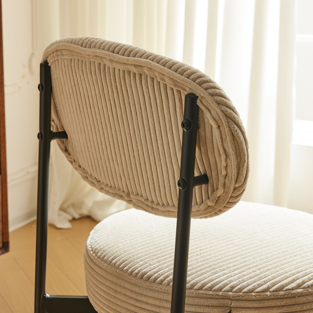Lot de 2 chaises en velours côtelé - EVORA beige, HOMIFAB