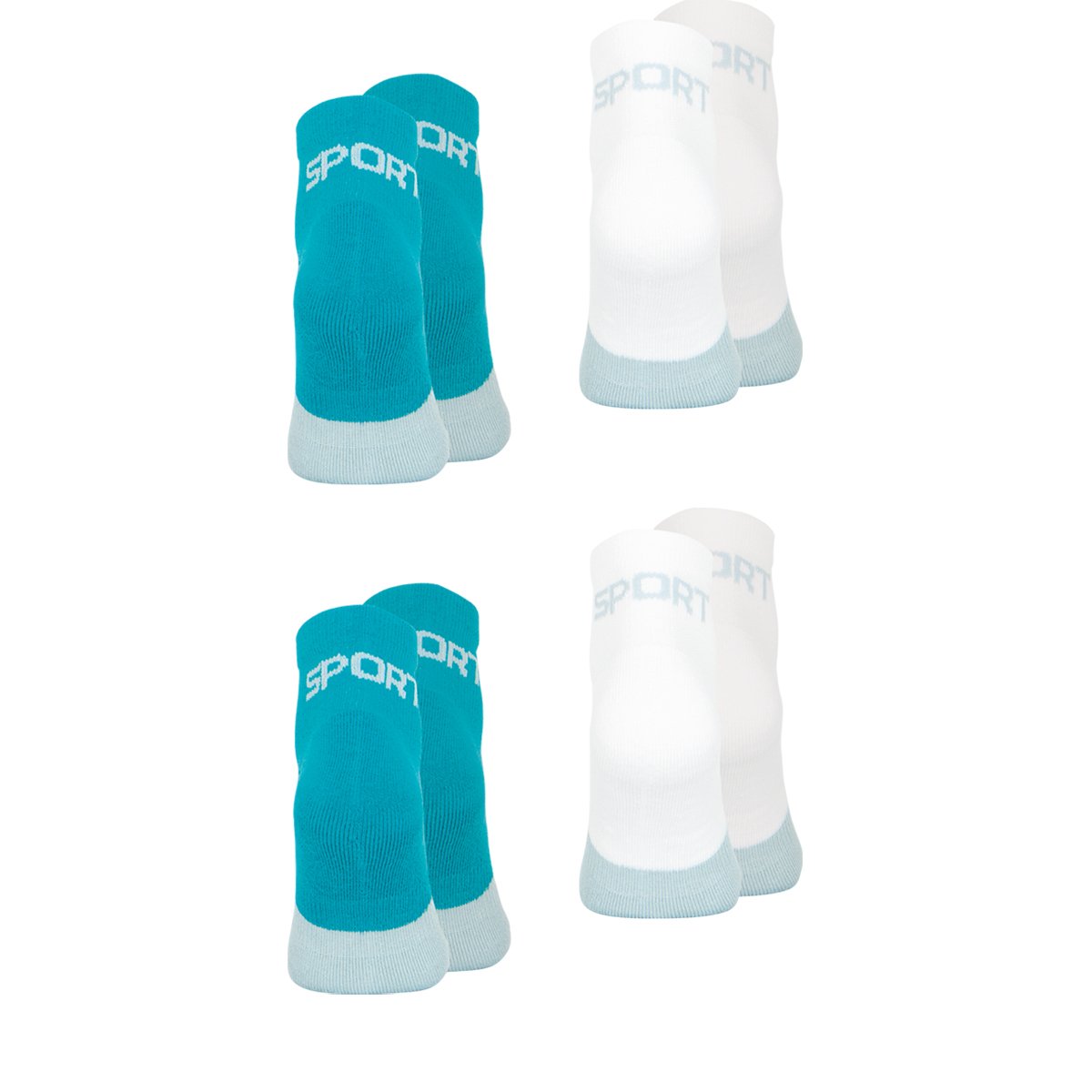 Chaussettes basses, lot de 4, QUARTER FRESH bleu/gris/blanc, ATHENA