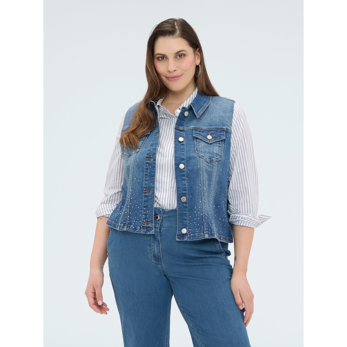 Gilet avec strass bleu, FIORELLA RUBINO