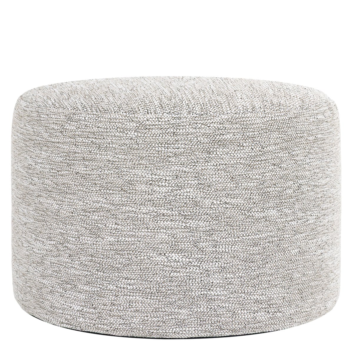 Pouf fauteuil salon et son repose-pied rond en tissu tissé Oeko-Tex® - NATALIA naturel beige, ICON