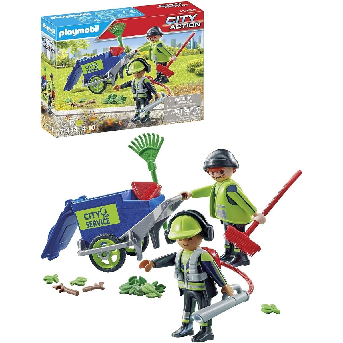 Agents d'entretien voirie avec équipement multicolore, PLAYMOBIL