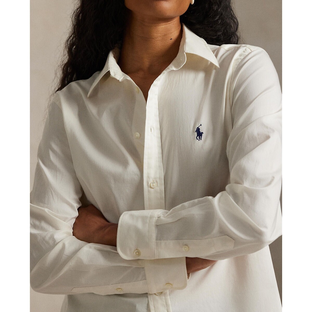 Cotton Twill Shirt with Long Sleeves cream, POLO RALPH LAUREN