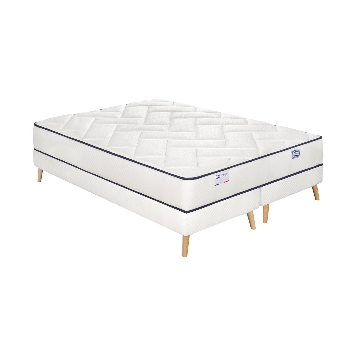 Ensemble L'EVIDENT, matelas ressorts ensachés 140x190, ferme, H23 + sommier blanc, SIMMONS