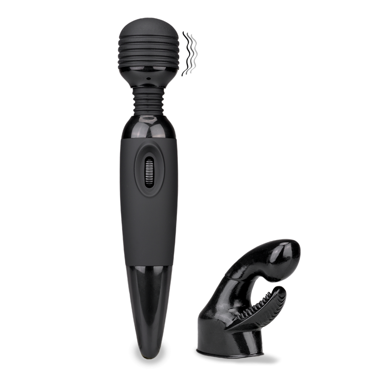 Vibromasseur puissant Fantasy Wand black 2 embouts noir, LOVE AND VIBES