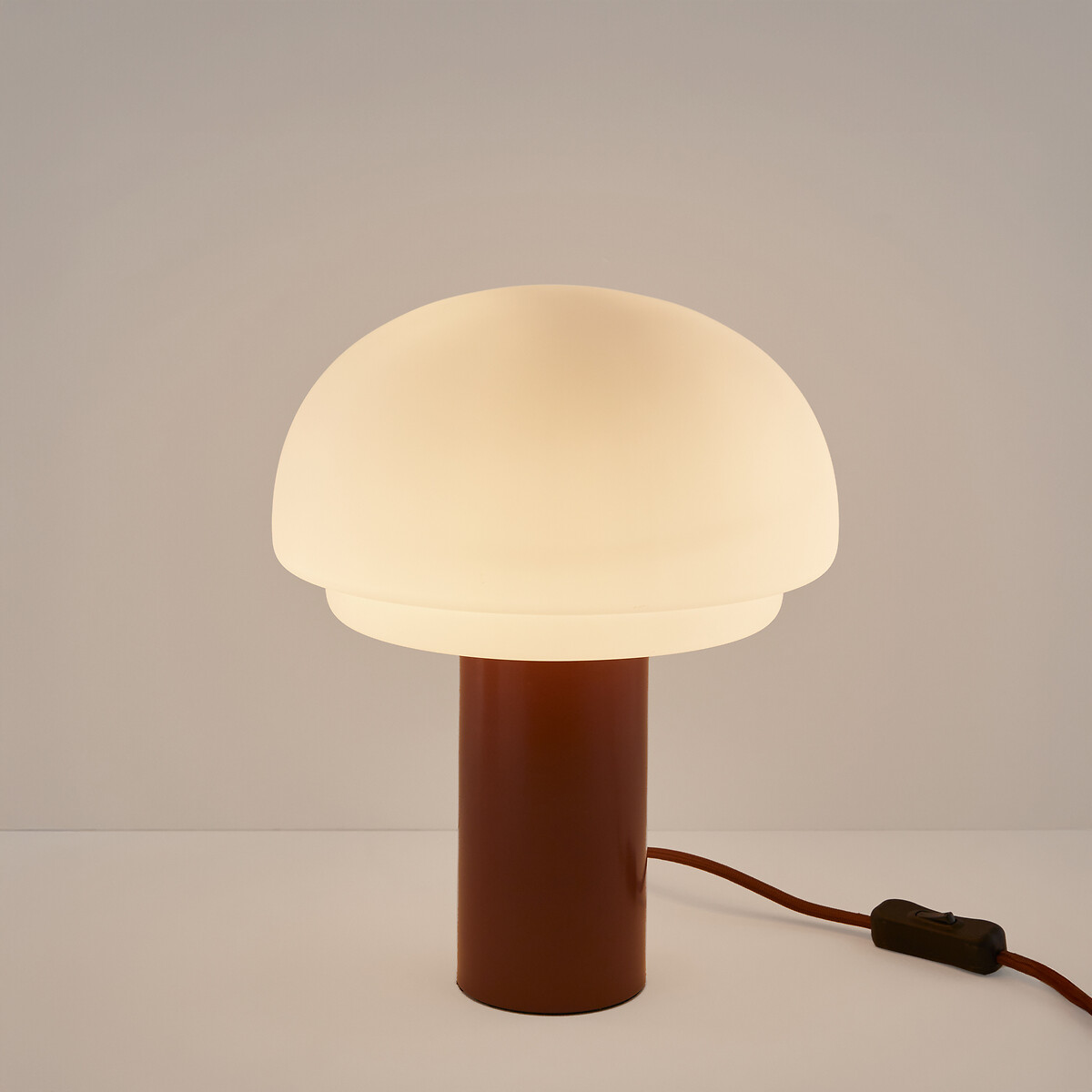 Lampe opaline et métal fer H27,5 Agathilda terracotta, LA REDOUTE INTERIEURS