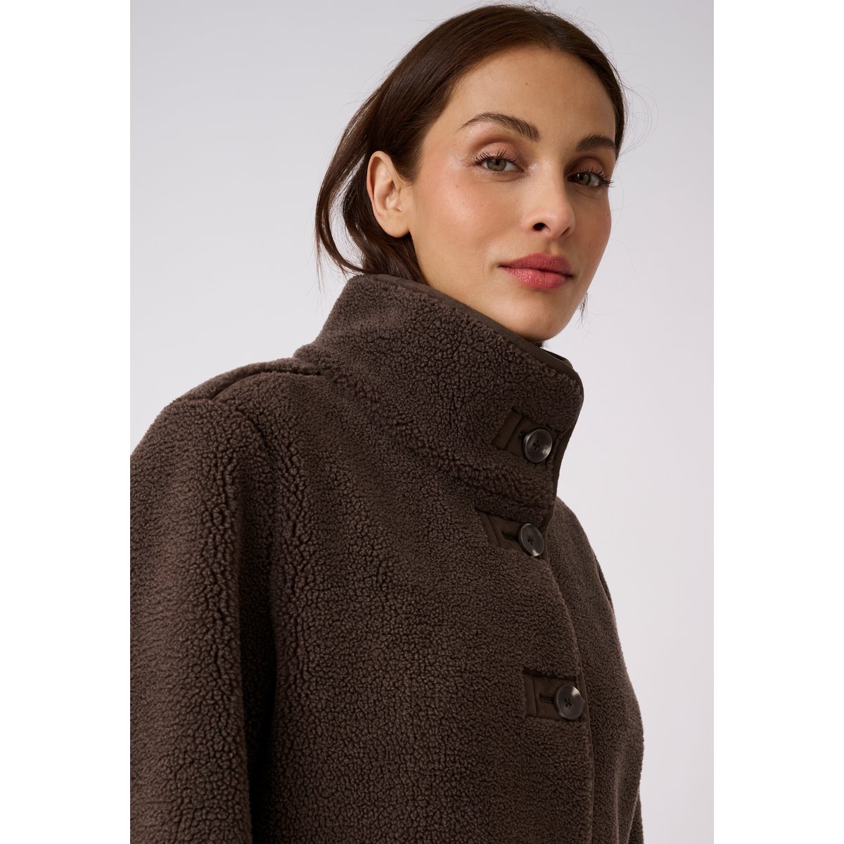 Veste imitation peau lainée marron, DAMART