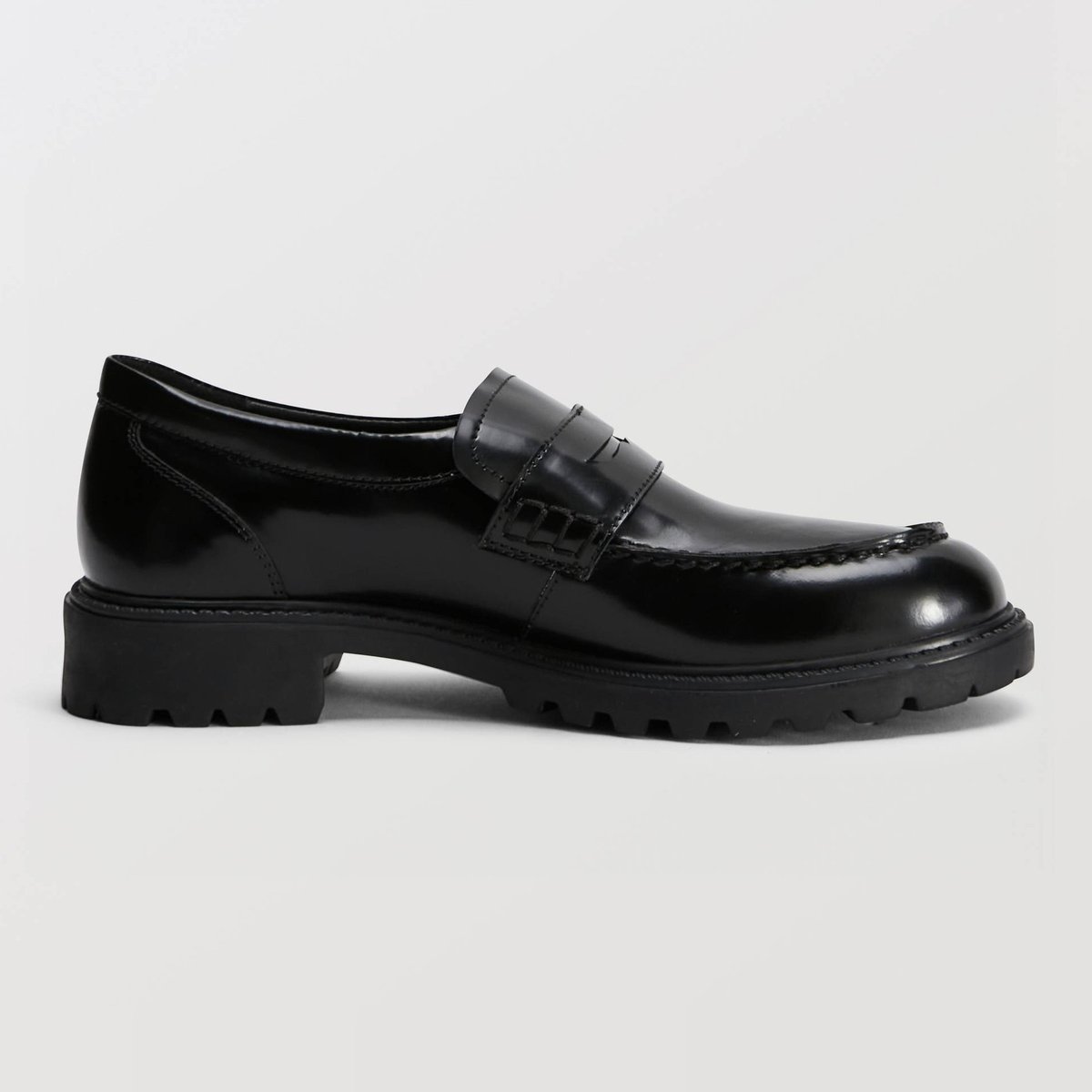 Mocassins en cuir noir, MONOPRIX