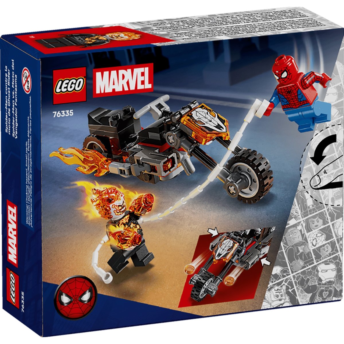 Marvel Spider-Man et sa moto contre Ghost Rider multicolore, LEGO