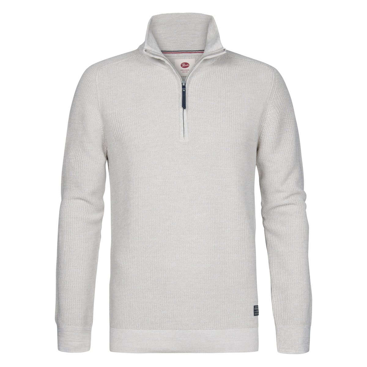 Pull chiné à col zippé rockford blanc antique white melee, PETROL INDUSTRIES
