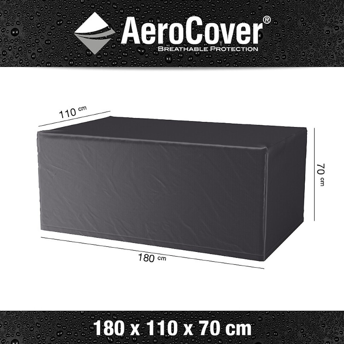Garden Table Cover 180x110x70cm grey, AEROCOVER