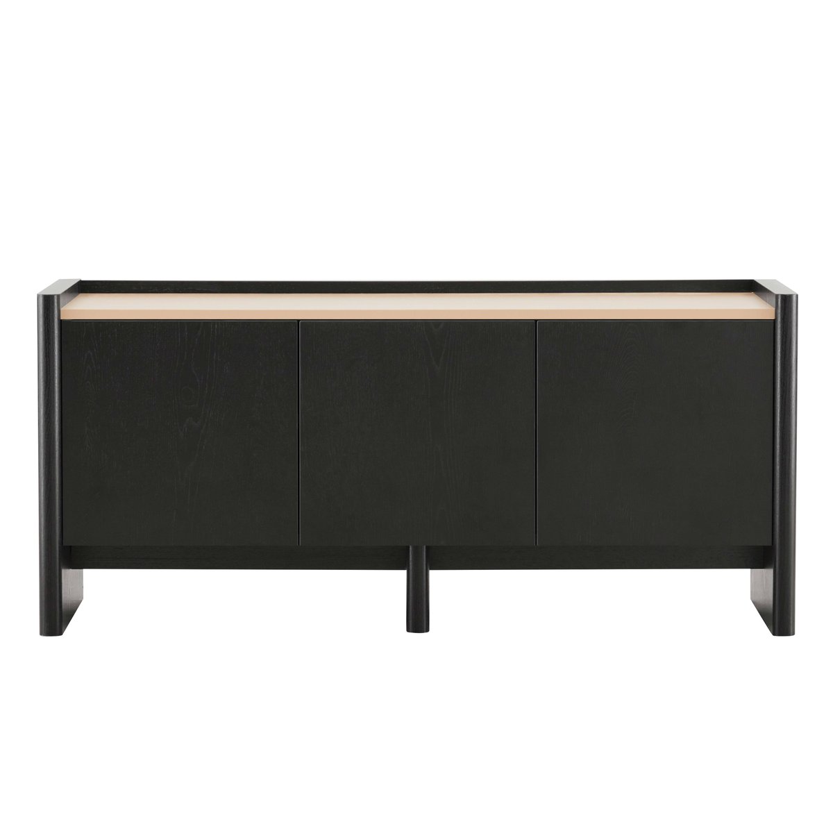 Meuble TV effet bois 120 cm style design épuré, GINA bois noir, OVIALA